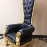 King Throne chair Black 68.14'' H x 36.5'' W x 29'' D Seat  16'' H x 20.5'' W x 22'' D