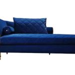 LUX-809 Blue Velvet Chaise Lounge Left 35.43'' W x 70.9'' D x 31.5'' H