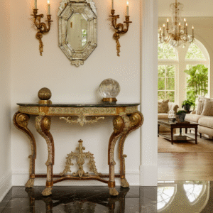 FON-0420 Black Marble Console Table