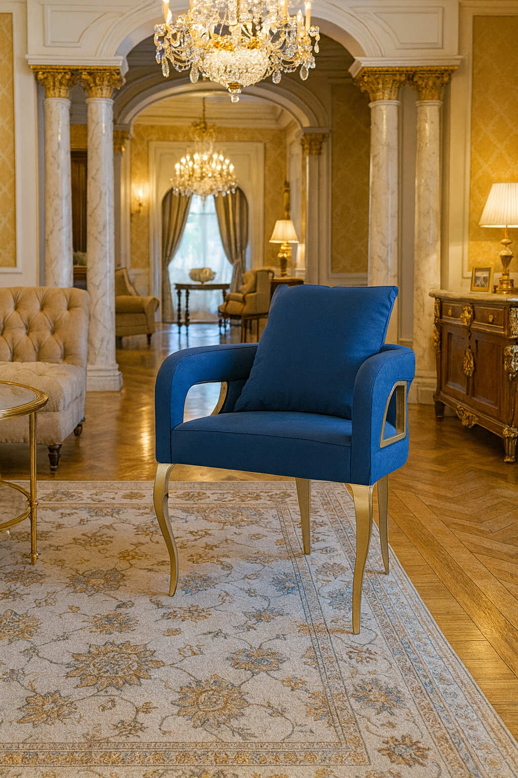 LUX-217 Blue Three Legged Chair