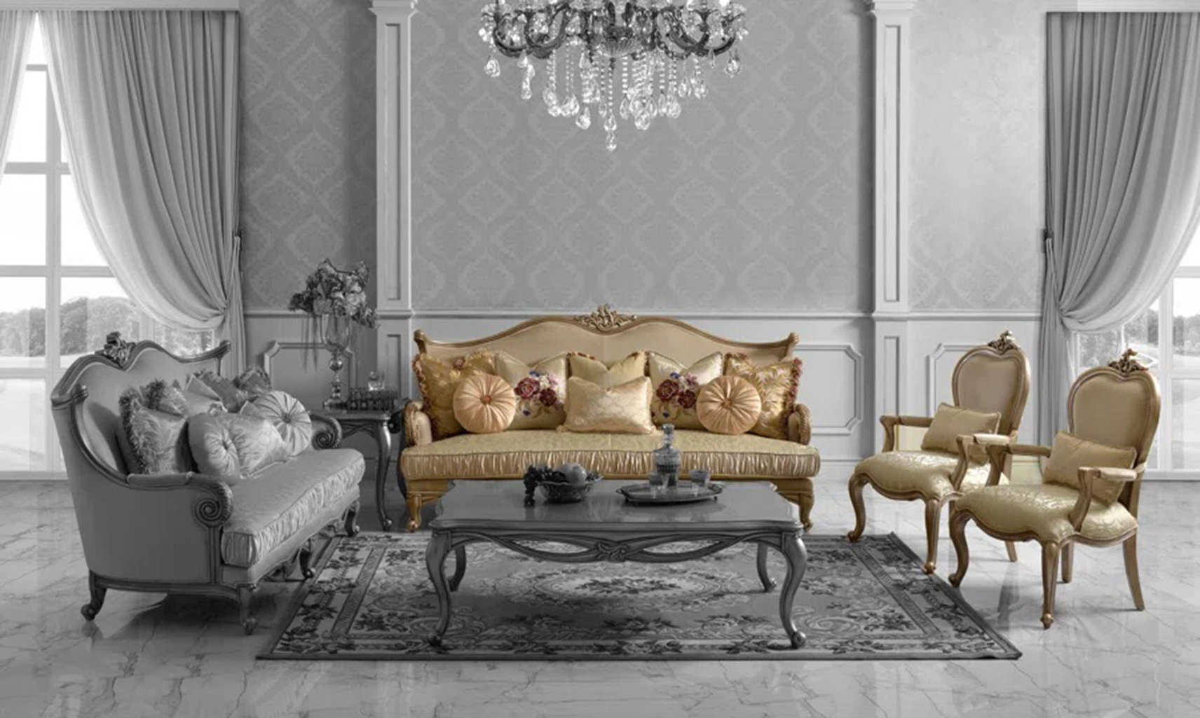 008 Sofa and Two Chairs Set