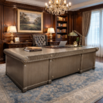 E-10 2.4M Stone Executive Desk 94.5" W x 39.4" D x 31" H