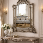 FON-200 Silver Framed Mirror 48.4" W X 3.7" D X 63.8" H