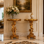 FON-1304 Double Angel Pedestal 26.4" W X 14.6" D X 33.9" H 
FON-1303 Single Angel Pedestal 26.57" W X 14.6" D X 32.7" H 